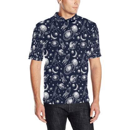 Space Rocket Print Design LKS301 Men Polo Shirt