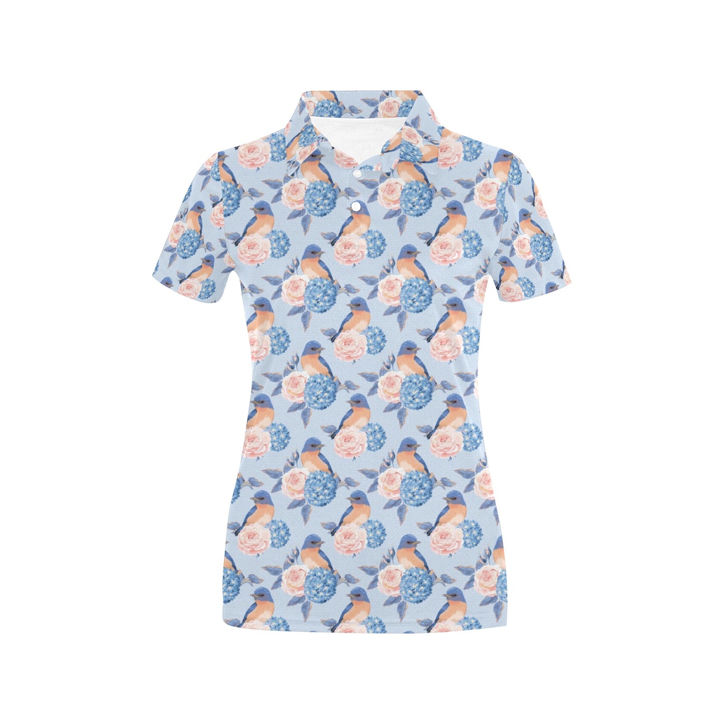 Bluebird Pattern Print Design 01 Women's Polo Shirt