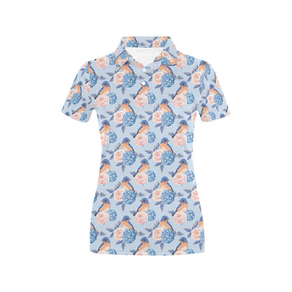 Bluebird Pattern Print Design 01 Women's Polo Shirt