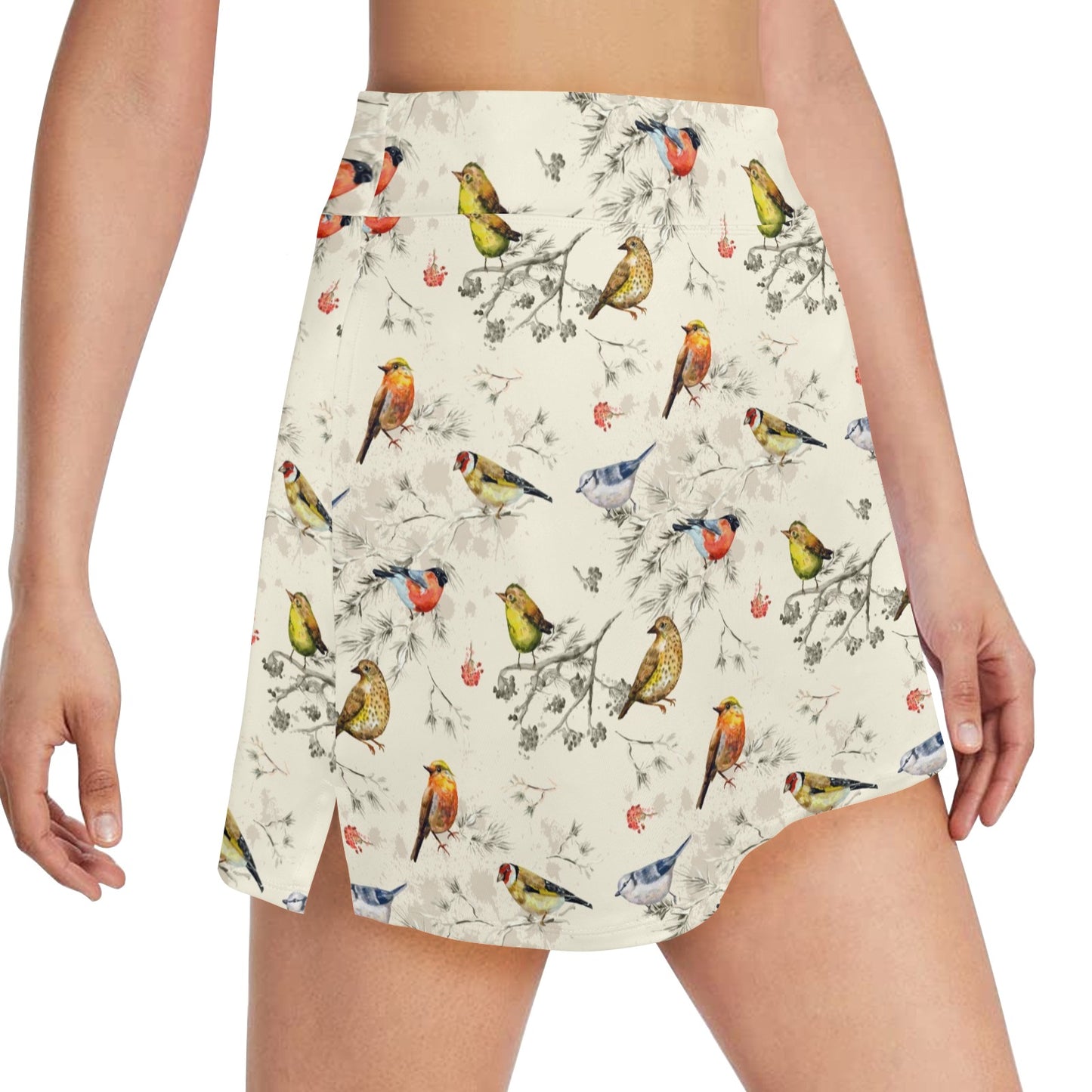 Bird Watercolor Design Pattern 17" Golf & Pickleball Skort with Pockets