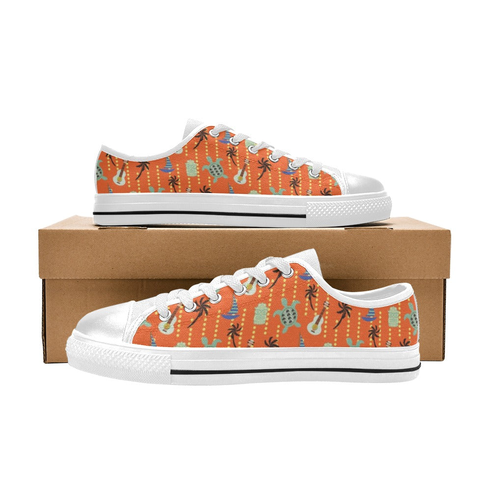 Ukulele Print Design LKS402 Women's White Low Top Shoes