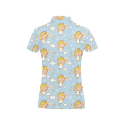 Angel Pattern Print Design 05 Women's Polo Shirt