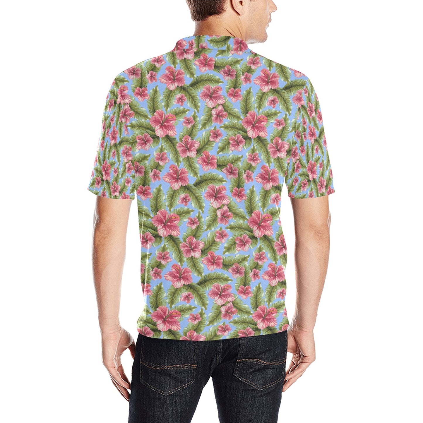 Tropical Flower Print Design LKS301 Men Polo Shirt