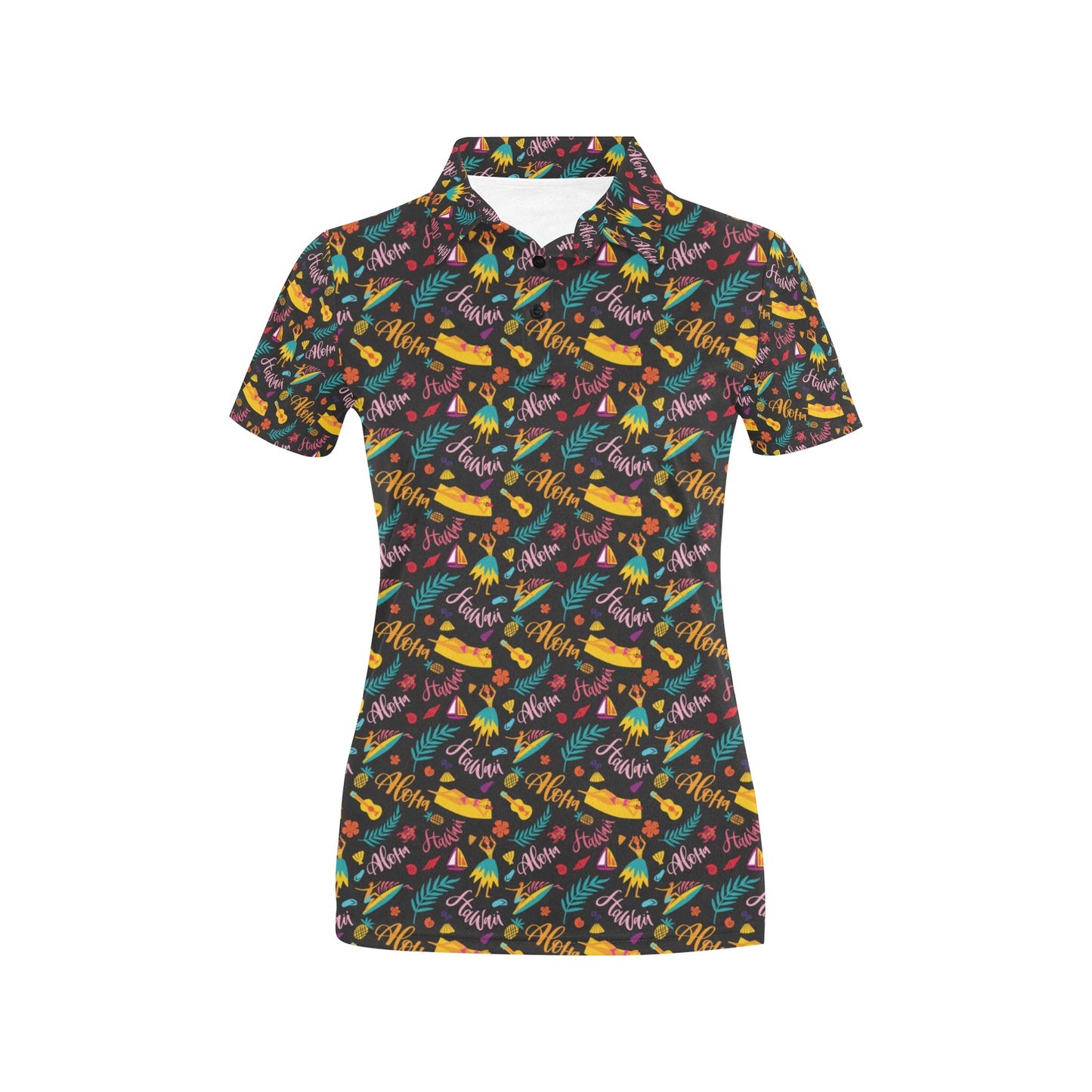 Aloha Hawaii Summer Design Themed Print Women's Polo Shirt