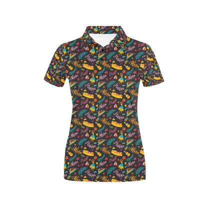 Aloha Hawaii Summer Design Themed Print Women's Polo Shirt