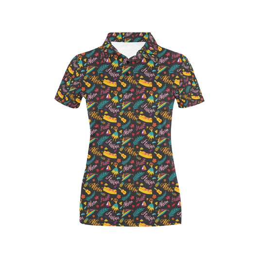 Aloha Hawaii Summer Design Themed Print Women's Polo Shirt