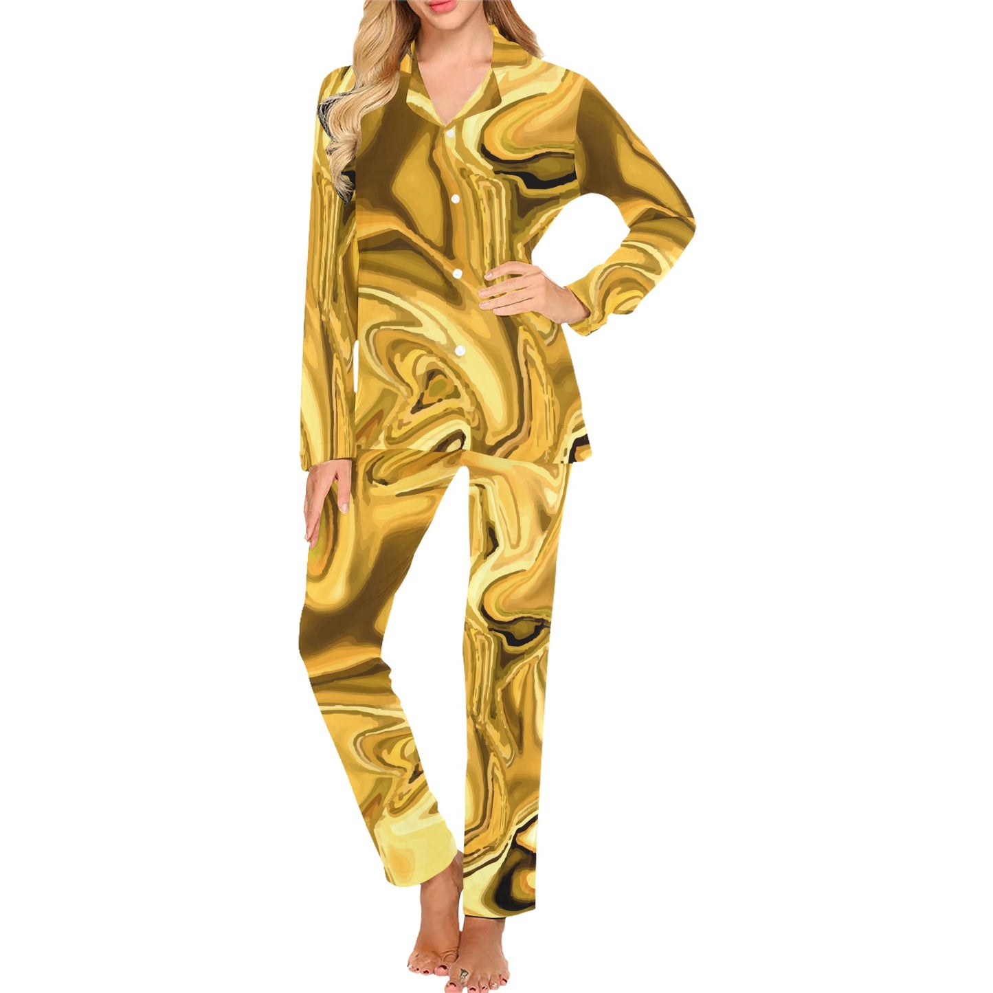 Liquid Pattern Print Design 03 Women's Long Pajama Set