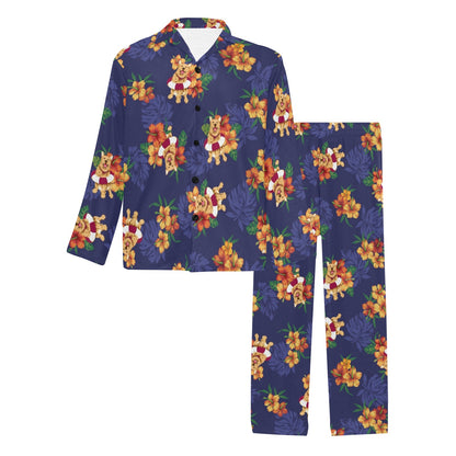 Hawaiian Themed Pattern Print Design H02 Men's Long Pajama Set