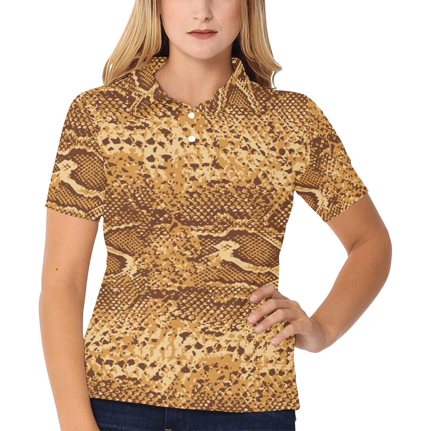 Python Brown Pattern Print Design A03 Women's Polo Shirt