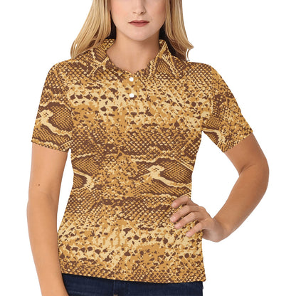 Python Brown Pattern Print Design A03 Women's Polo Shirt