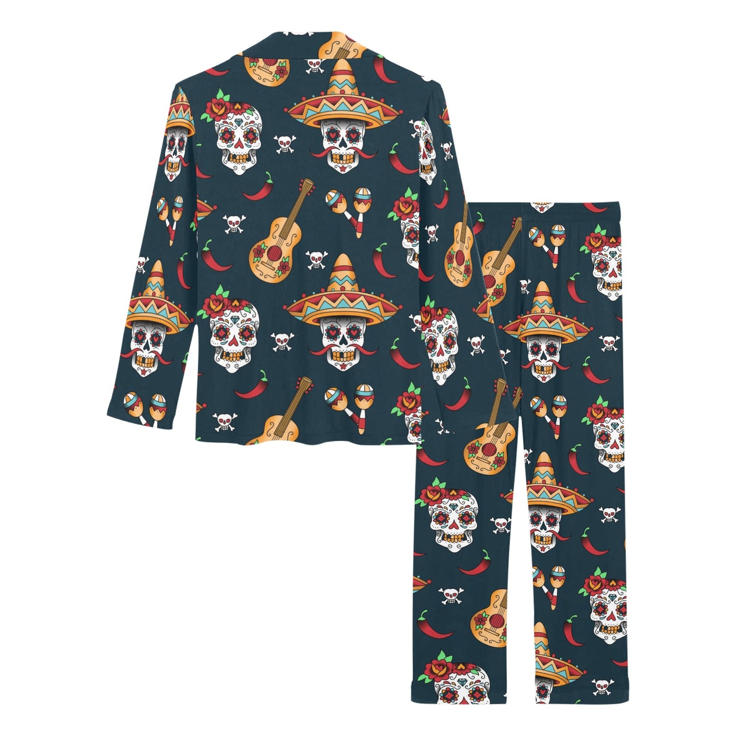 sugar skull Mexican Women's Long Pajama Set