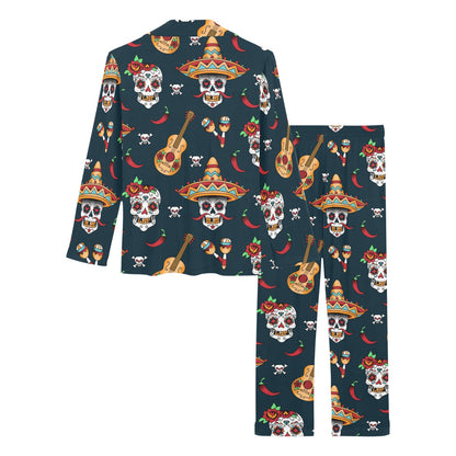 sugar skull Mexican Women's Long Pajama Set