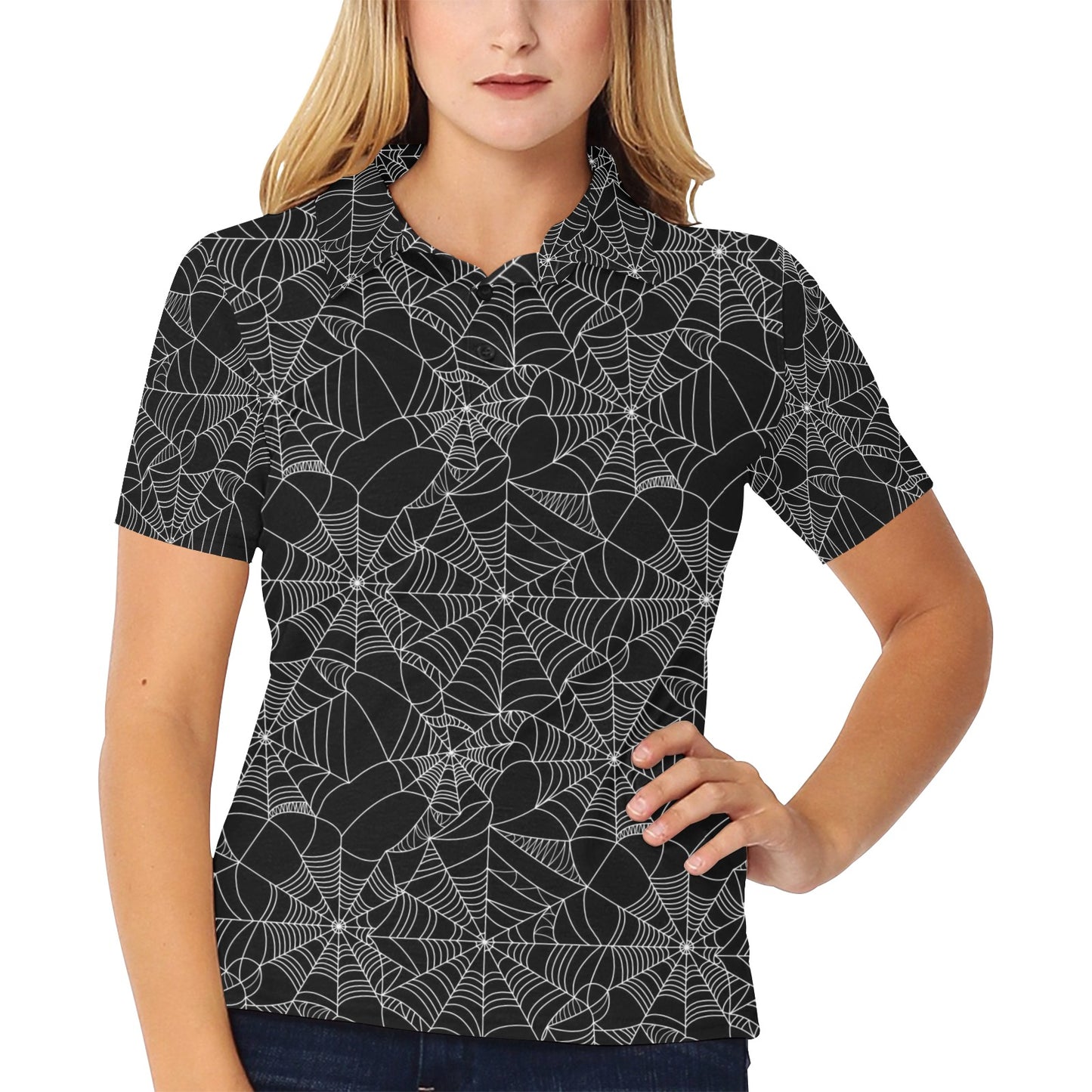 Spider Web Print Design LKS301 Women's Polo Shirt
