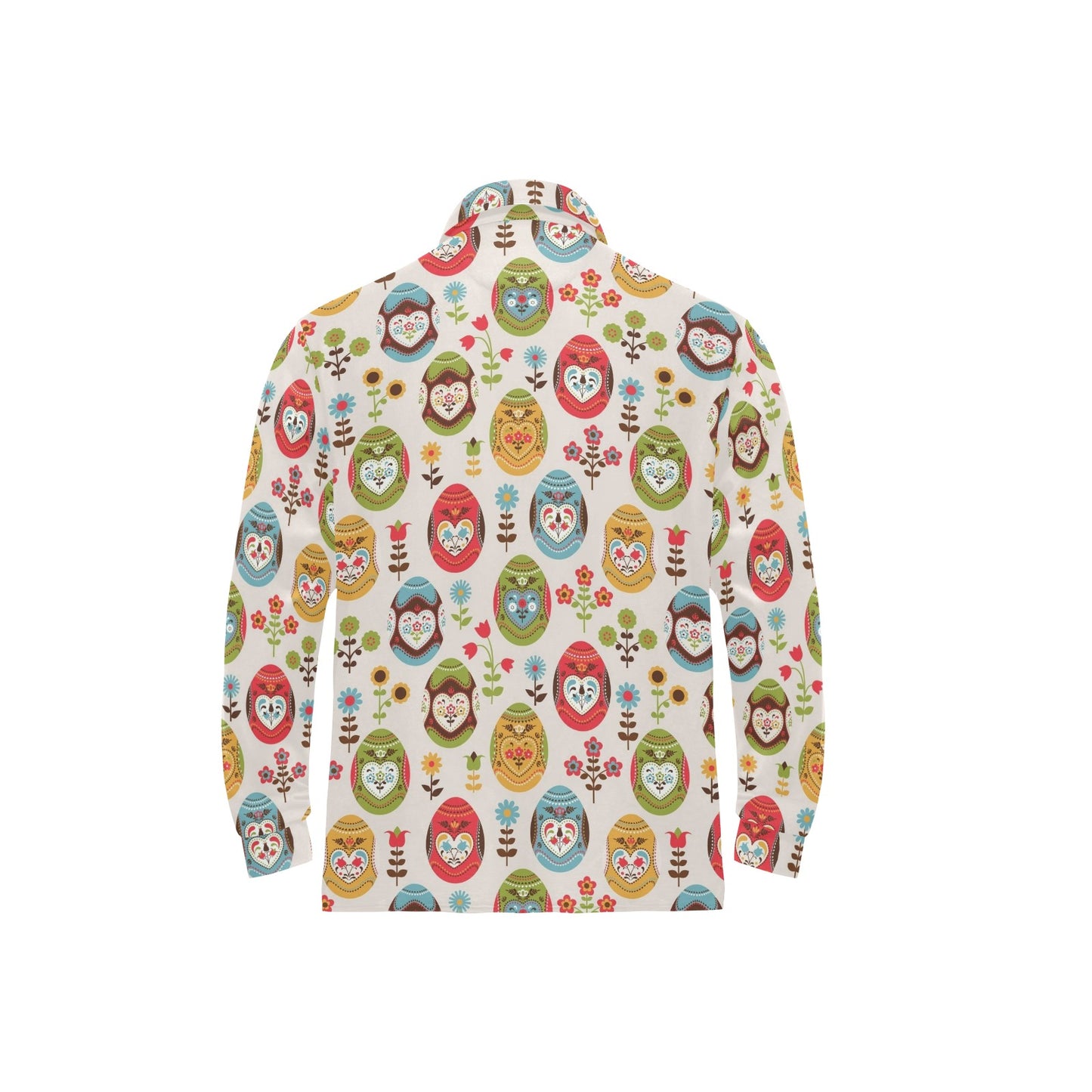 Easter Eggs Pattern Print Design RB011 Long Sleeve Polo Shirt For Men's