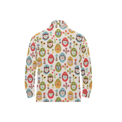Easter Eggs Pattern Print Design RB011 Long Sleeve Polo Shirt For Men's