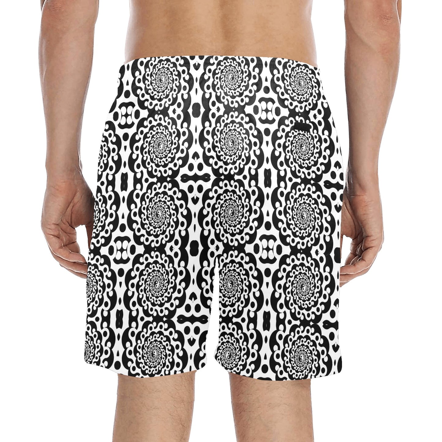 Yin Yang Spiral Design Print Men's Swim Trunks Beach Shorts