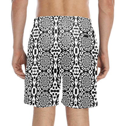 Yin Yang Spiral Design Print Men's Swim Trunks Beach Shorts