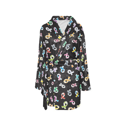 Cancer Awareness Pattern Print Design 02 Women's Fleece Robe