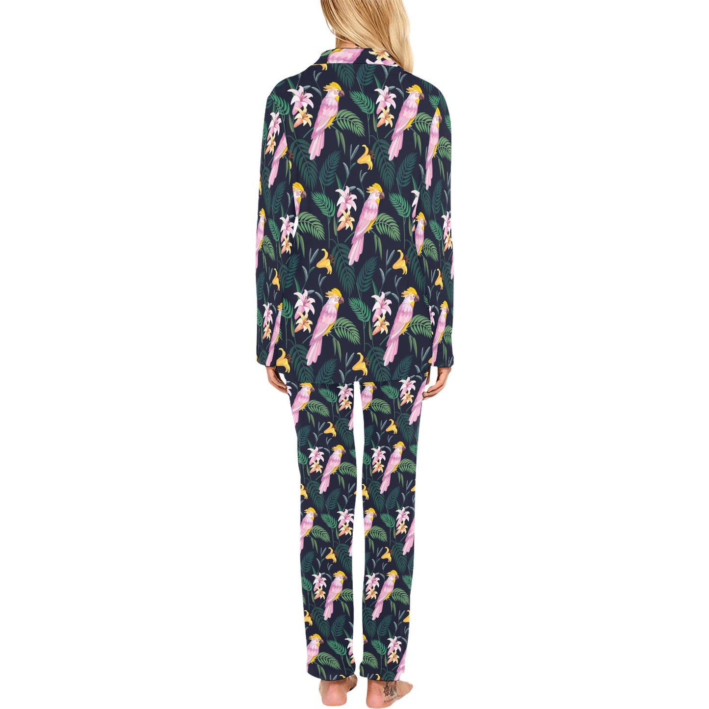 Cockatoo Pattern Print Design 03 Women's Long Pajama Set