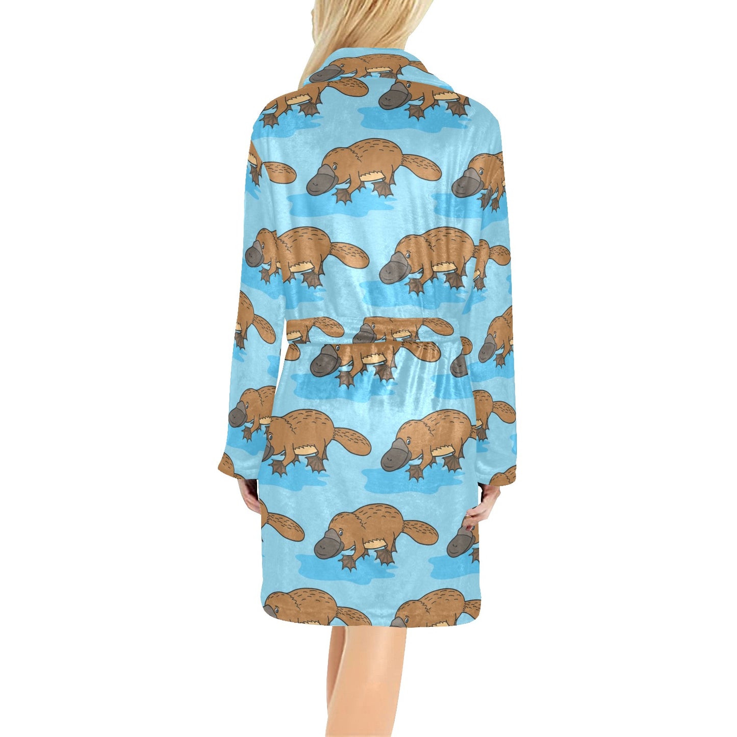 Platypus Pattern Print Design A02 Women's Fleece Robe