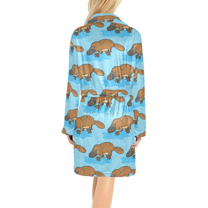 Platypus Pattern Print Design A02 Women's Fleece Robe