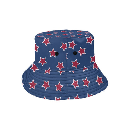 Star Red Blue Print Design LKS301 Unisex Bucket Hat
