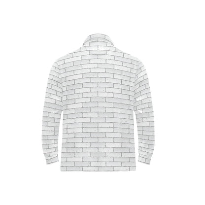 Brick White Pattern Print Design 03 Long Sleeve Polo Shirt For Men's