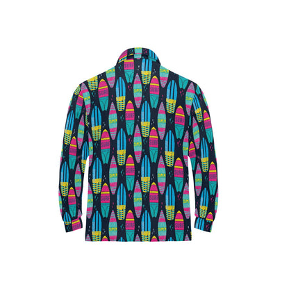 Surfboard Colorful Print Design LKS302 Long Sleeve Polo Shirt For Men's