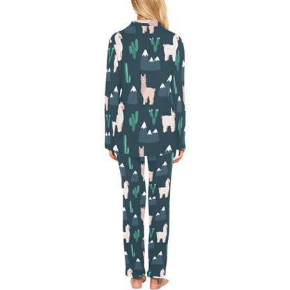 Llama Pattern Print Design 06 Women's Long Pajama Set