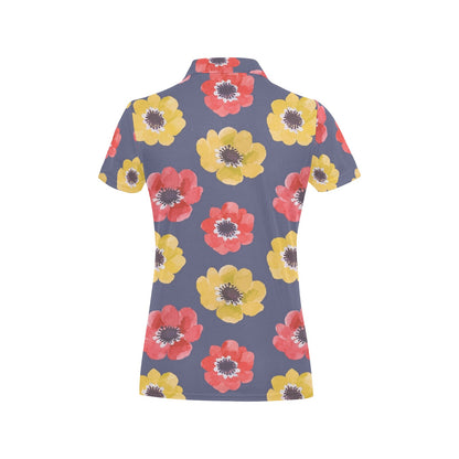 Anemone Pattern Print Design AM010 Women's Polo Shirt