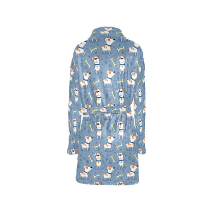 Bull Terriers Pattern Print Design 04 Women's Fleece Robe