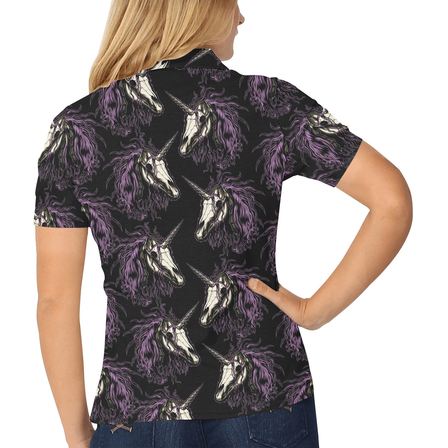 Unicorn Skull head Women's Polo Shirt