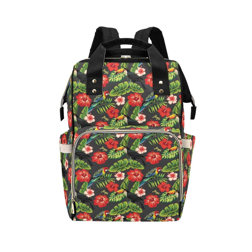 Hibiscus Red With Parrotprint Design LKS303 Diaper Bag Backpack