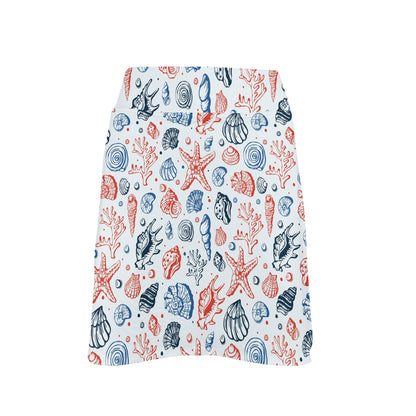 Seashell Print Design LKS307 17" Golf & Pickleball Skort with Pockets