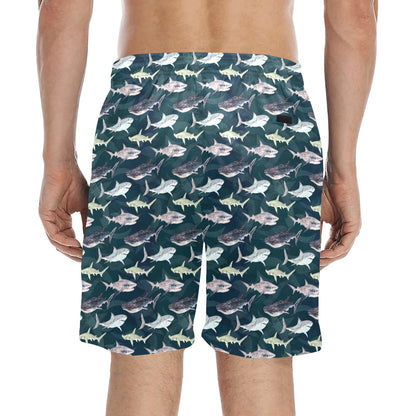 Shark Pattern Print Men's Swim Trunks Beach Shorts