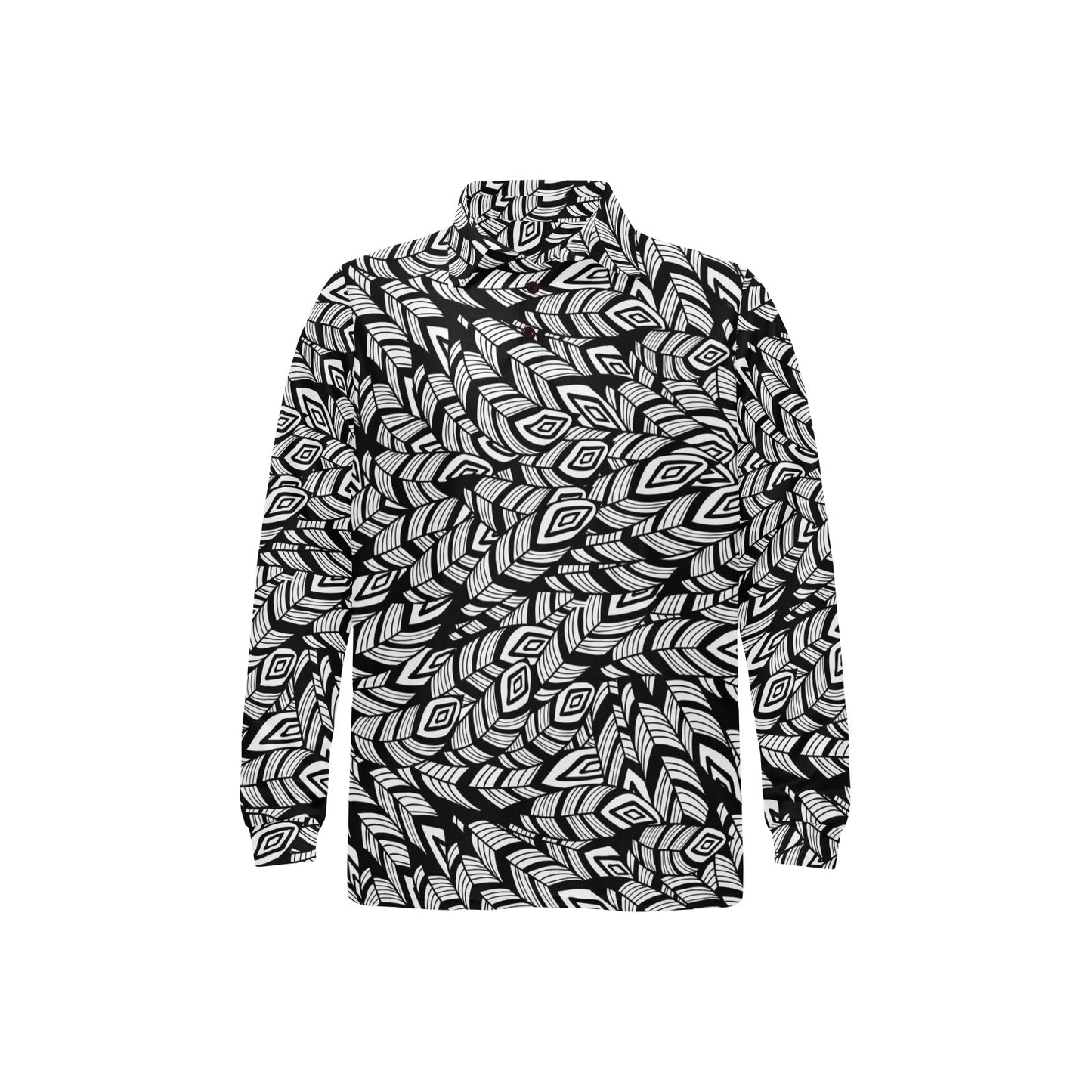 Tribal Pattern Print Design LKS302 Long Sleeve Polo Shirt For Men's