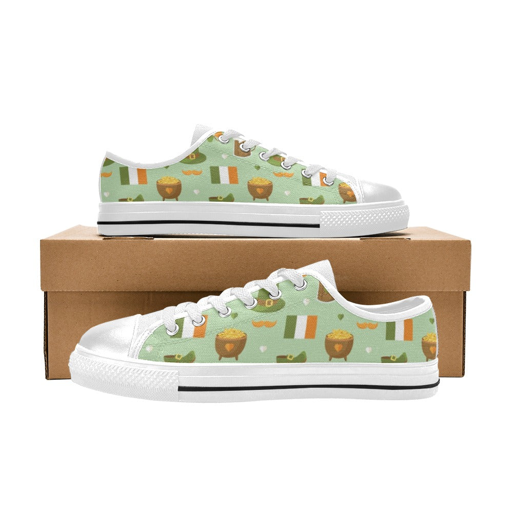 St Patricks Day Print Design LKS302 Women's White Low Top Shoes