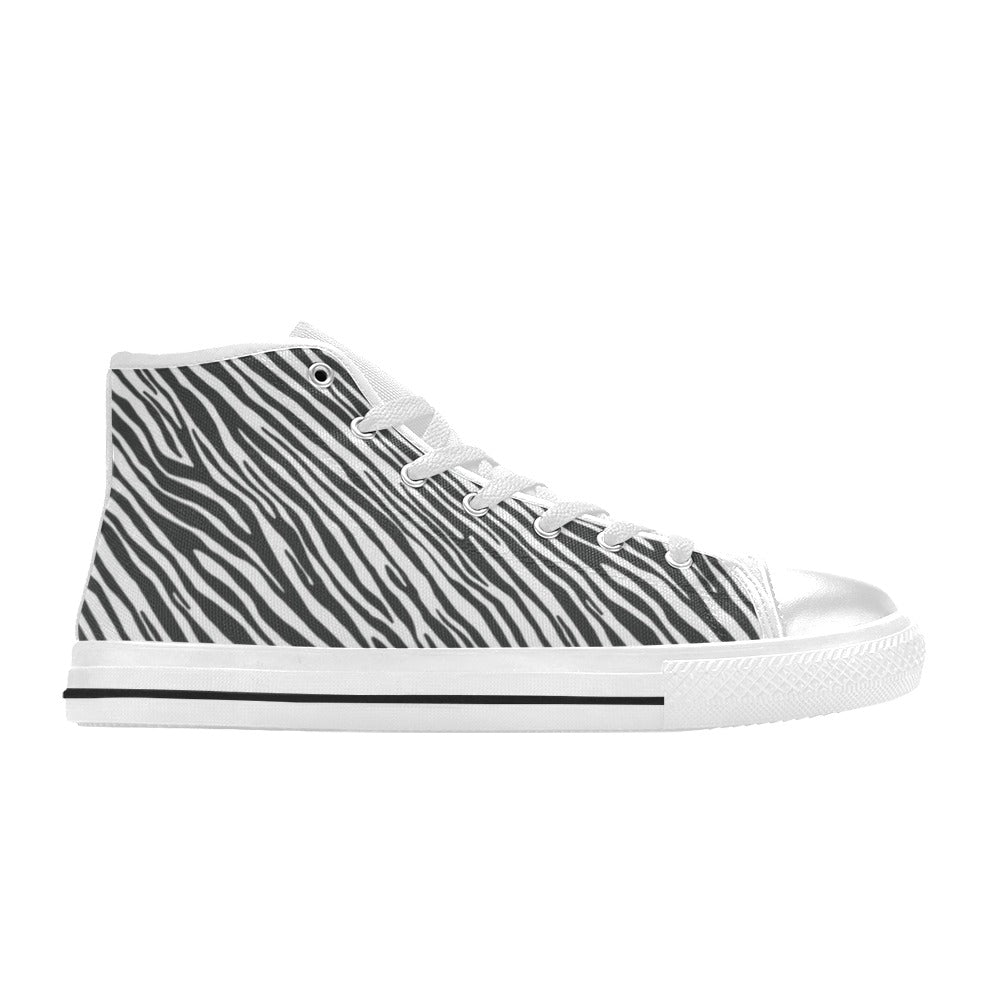 Zebra Classic Print Design LKS302 Men's High Top Canvas Shoes