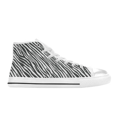 Zebra Classic Print Design LKS302 Men's High Top Canvas Shoes