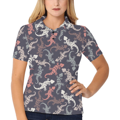 Gecko Pattern Print Design 02 Women's Polo Shirt