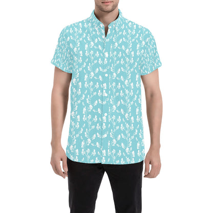 Sweet Pea Print Design LKS302 Men Short Sleeve Button Up Shirt