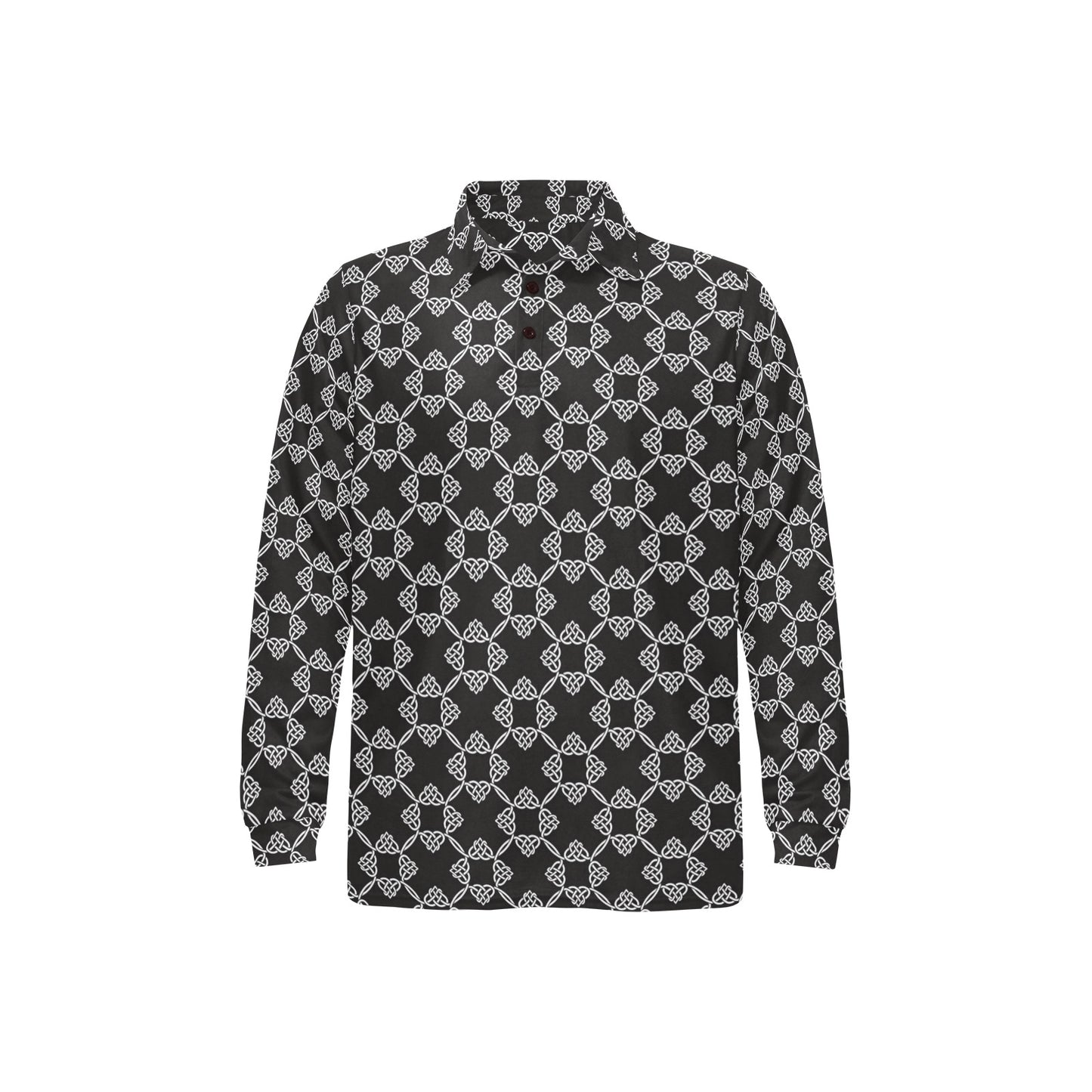 Celtic Pattern Print Design 06 Long Sleeve Polo Shirt For Men's