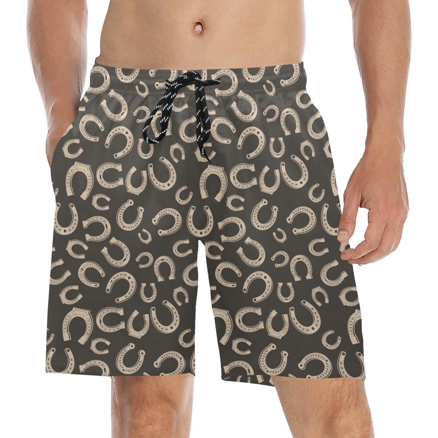 Horseshoe Print Design LKS303 Men's Swim Trunks Beach Shorts