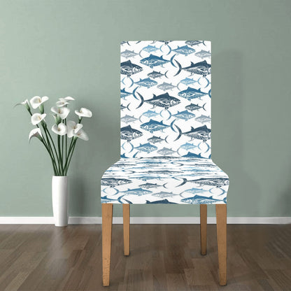 Tuna Fish Print Design LKS303 Dining Chair Slipcover