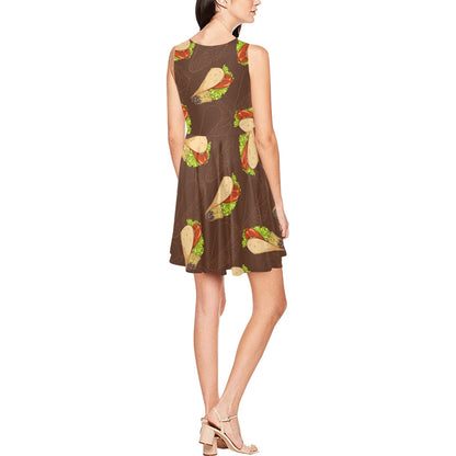 Taco Pattern Print Design TC08 Sleeveless Dress