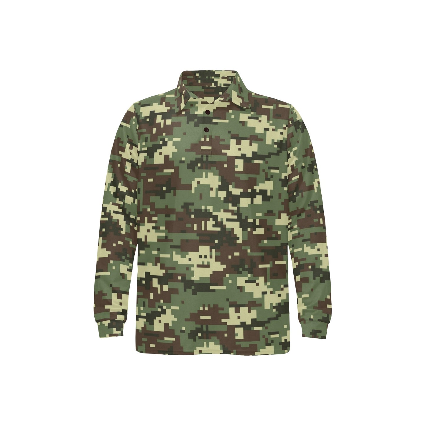 ACU Digital Army Camouflage Long Sleeve Polo Shirt For Men's