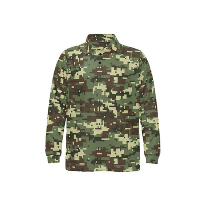 ACU Digital Army Camouflage Long Sleeve Polo Shirt For Men's