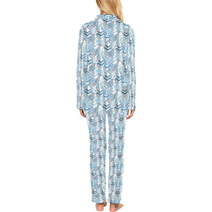City Pattern Print Design 03 Women's Long Pajama Set