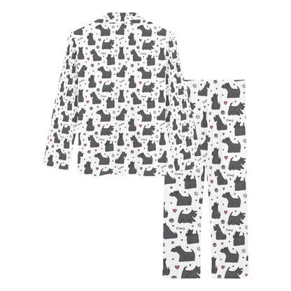 Scottish Terriers Print Design LKS3015 Women's Long Pajama Set