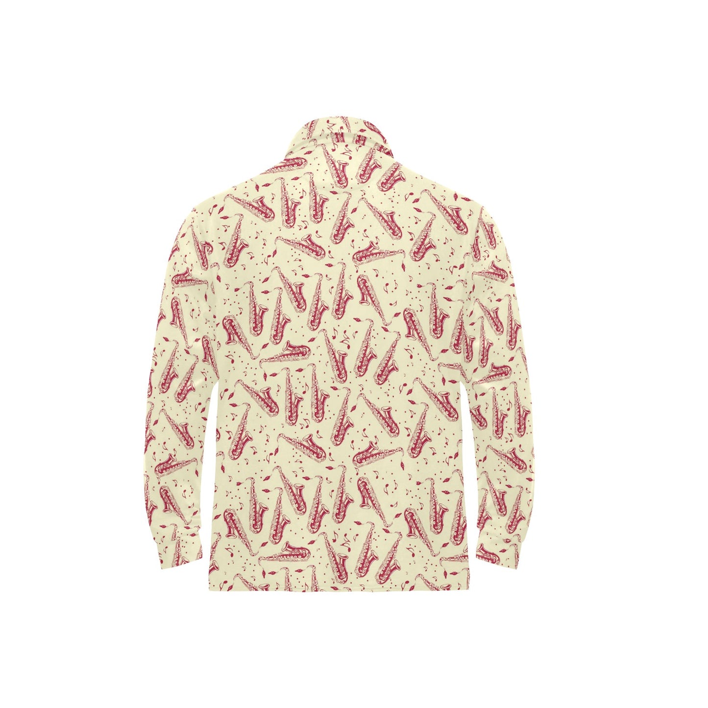 Saxophone Print Design LKS402 Long Sleeve Polo Shirt For Men's